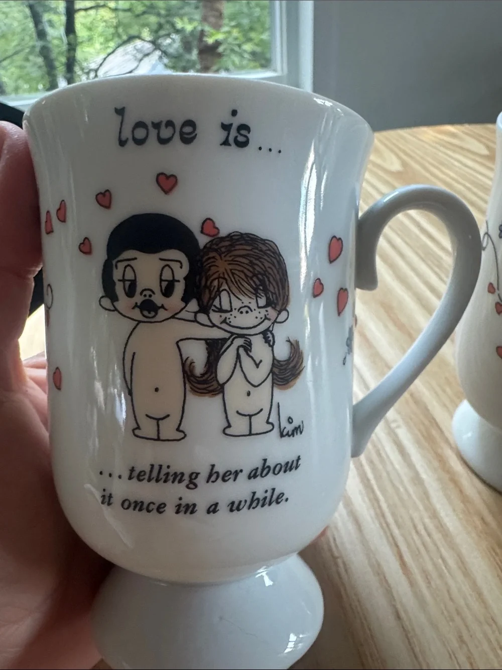 Vintage 1972 Love Is... By Kim Casali Footed Pedestal Mugs - Set of 2